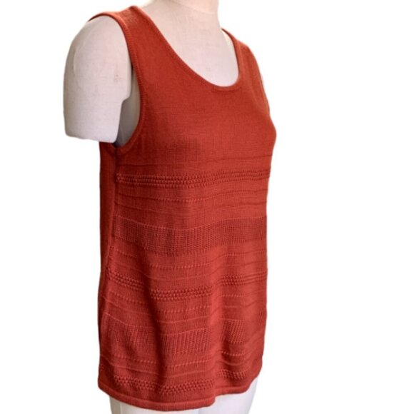 Market & Spruce Lightwt Textured Knit Sleeveless Tunic Tank Top Sz M Rust 15Q - Picture 3 of 7